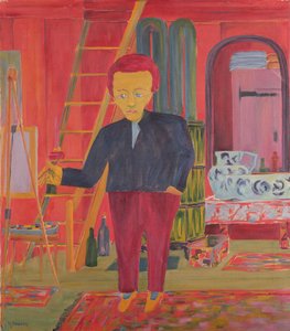 De schilder Ernst Ludwig Kirchner poseert voor een portret in Davos